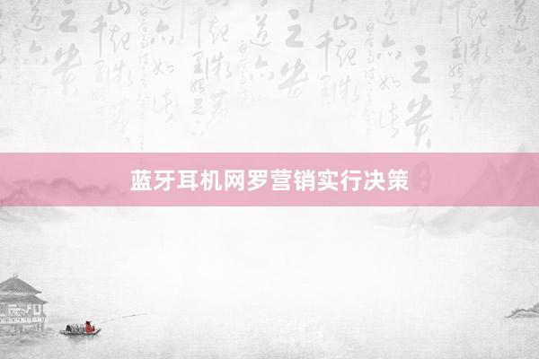 蓝牙耳机网罗营销实行决策