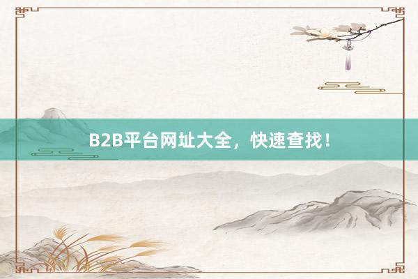 B2B平台网址大全，快速查找！